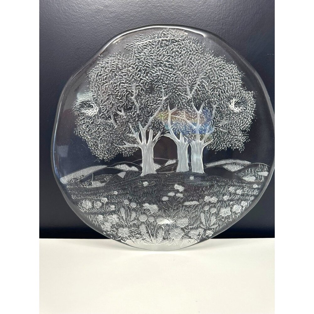 Vintage Studio Nova Sun Valley Crystal Footed Platter Plate, West Germany, 13"